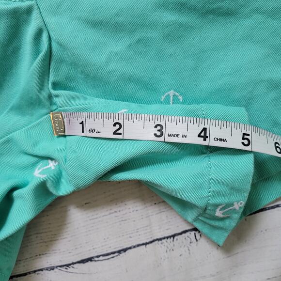 J. Crew Size 2 Anchor Print Teal Broken In Chino Shorts 5" Inseam Summer Cruise - Picture 6 of 8